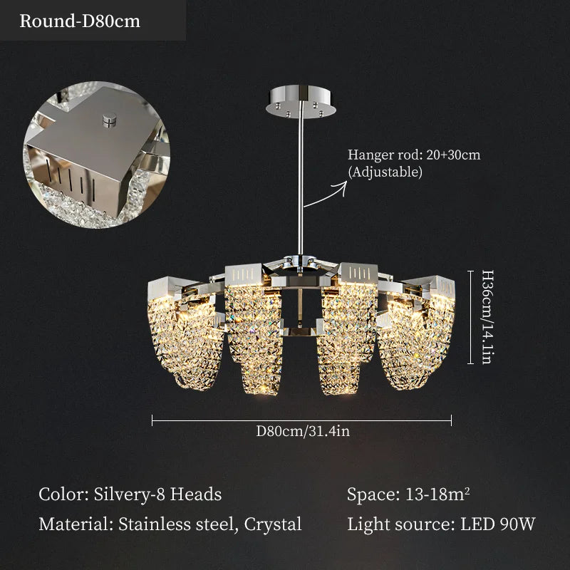 suspension en cristal de luxe pour décoration intérieure moderne