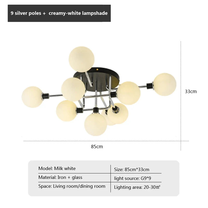 Plafonnier en verre nordique G9 LED lumière industrielle en métal pour chambre salon salle à manger étude maison intérieur loft lumière