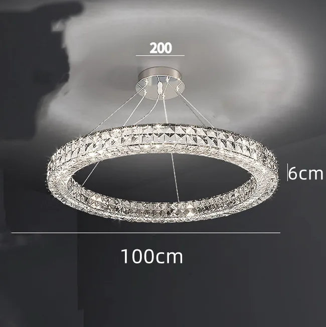 lustre moderne en cristal à deux couches pour décoration