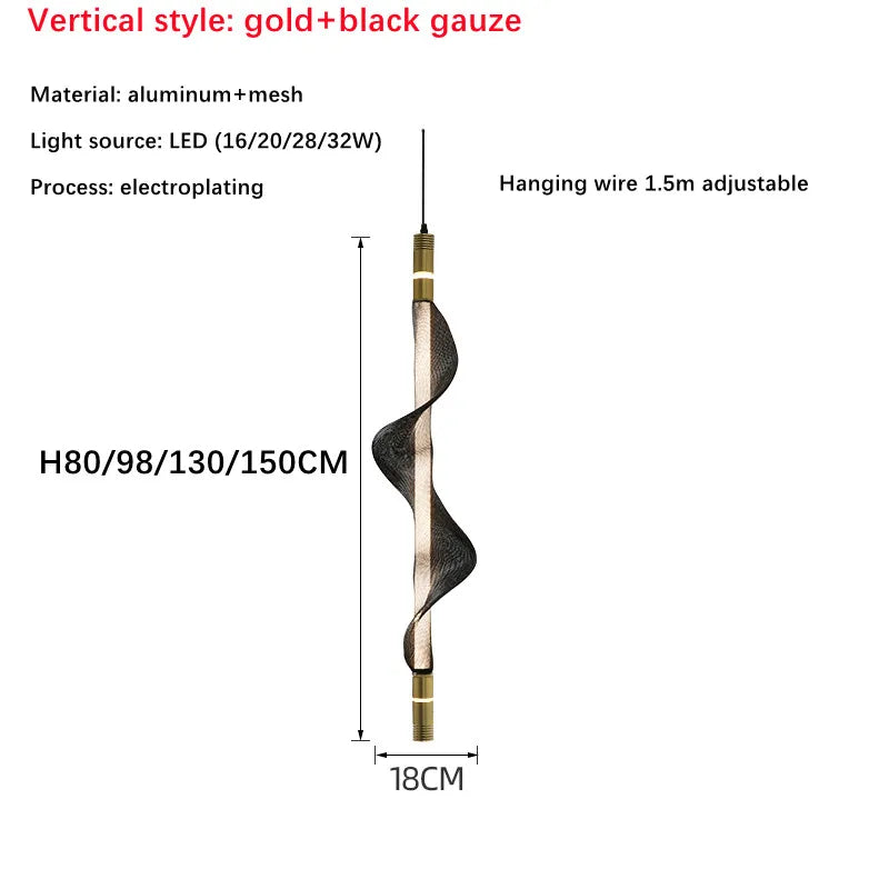 Lustre LED design italien créatif longue bande luminaire