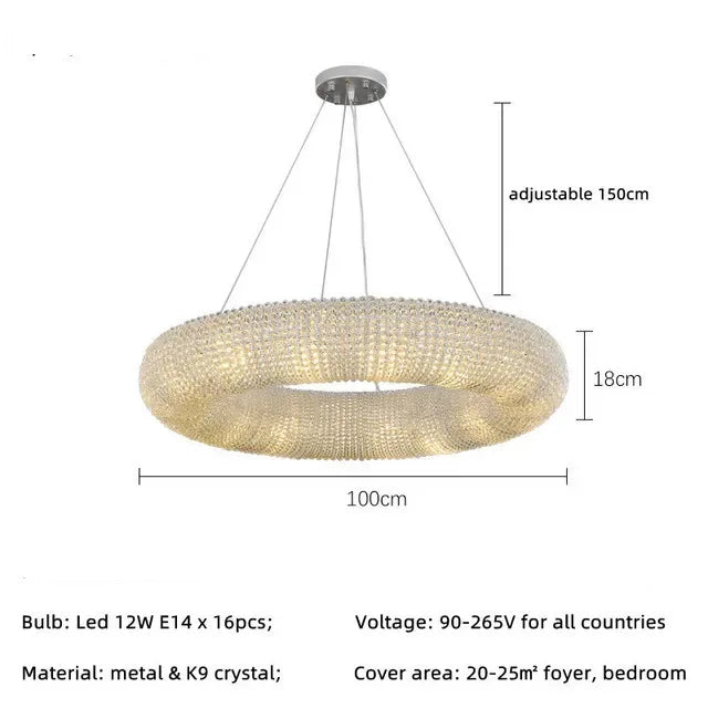 Modern Luxury Crystal Loft Chandelier Living Room Lustre Pendant Lamp Suspension Home Interior Decor Hanging Light Fixtures