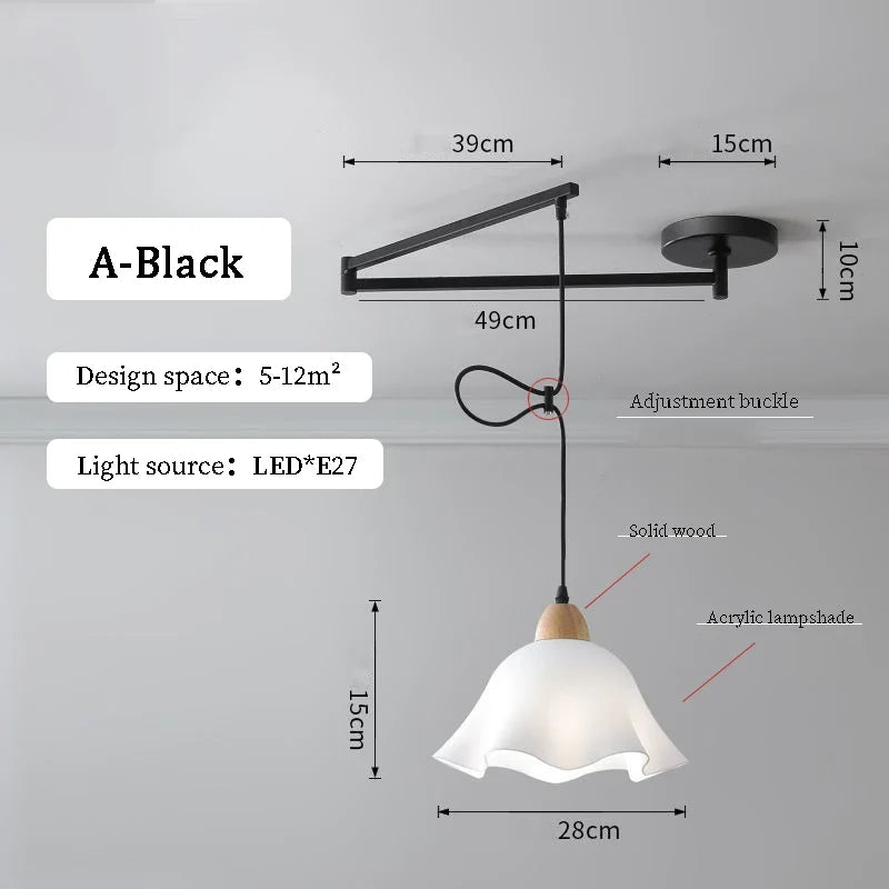 Lustres à bascule de Table à manger modernes LED peuvent être déplacés lampes à long poteau nordique Simple télescopique pliant lustre à bras Long
