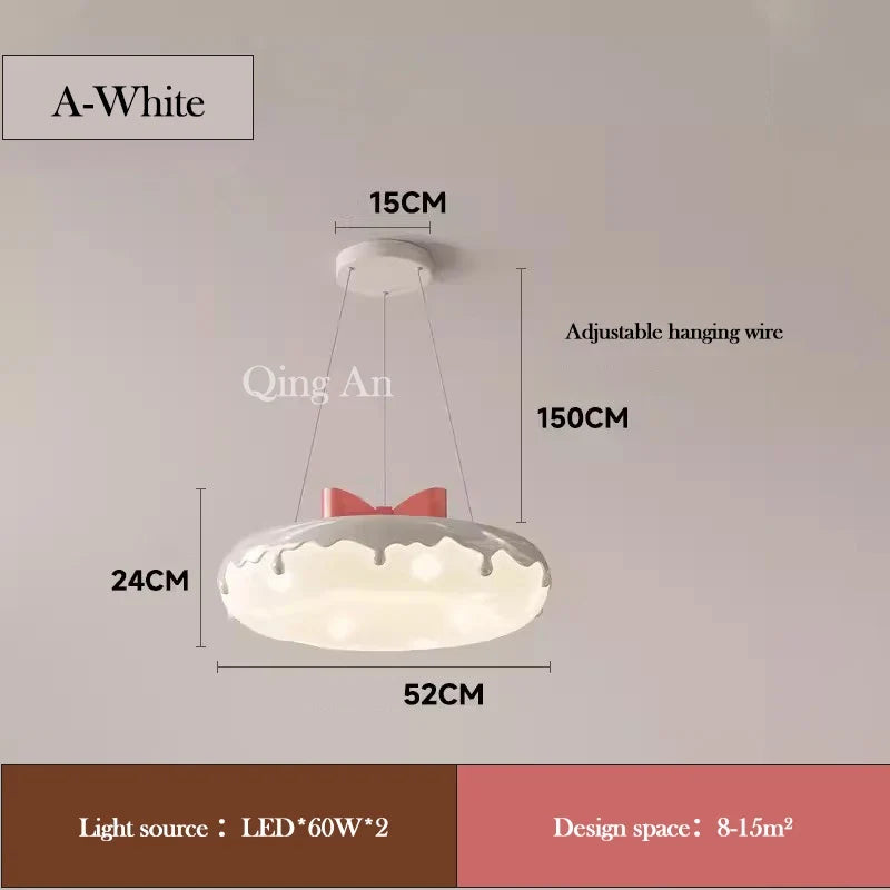 lustre en forme de donut avec nœud rose pour décoration enfantine