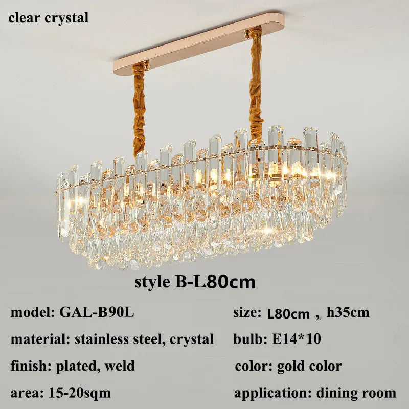 lustre de luxe moderne en cristal transparent pour décoration intérieure