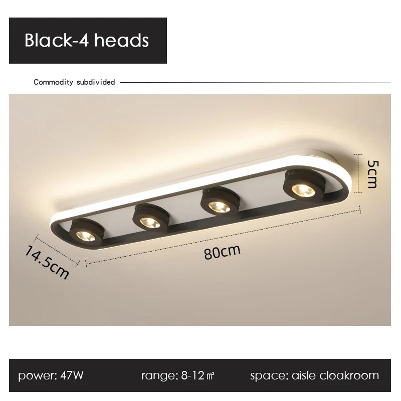Plafonnier LED noir moderne projecteur