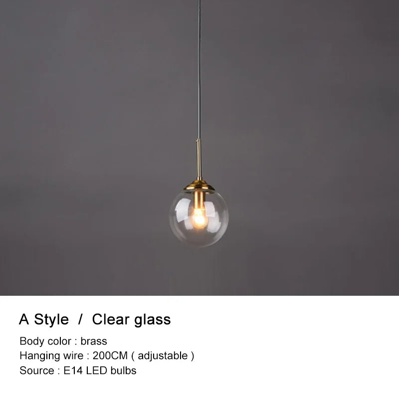 Lustre boule en verre moderne design