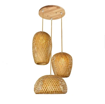 Suspension en bambou tissé à la main rétro salle à manger lanterne lustre E27 jardin maison chambre luminaires décoratifs suspension