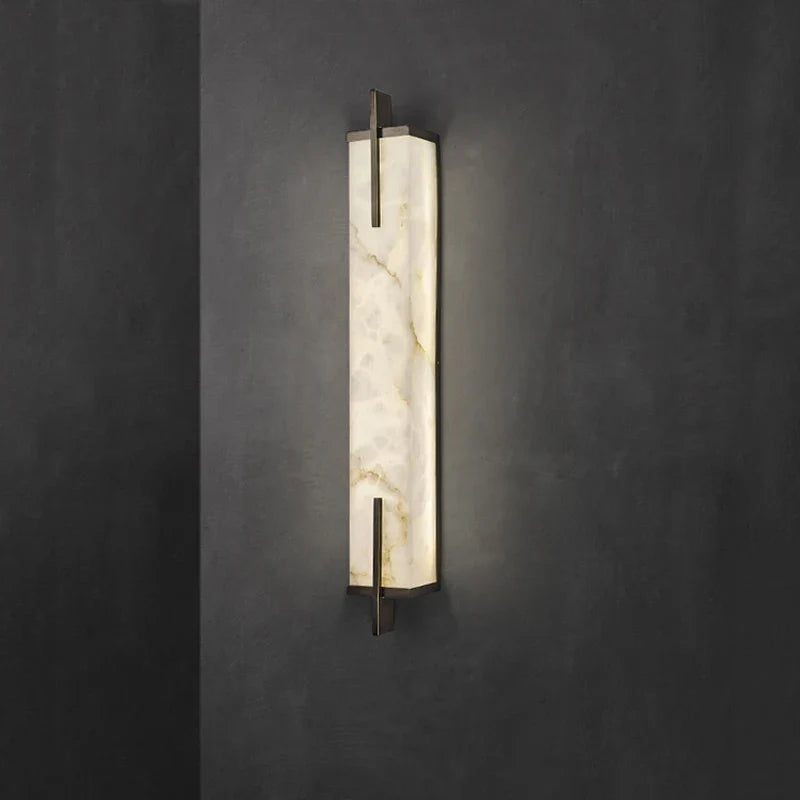 Applique murale Led en laiton doré et marbre