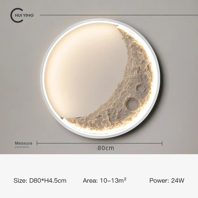 applique murale led en résine design nordique lune
