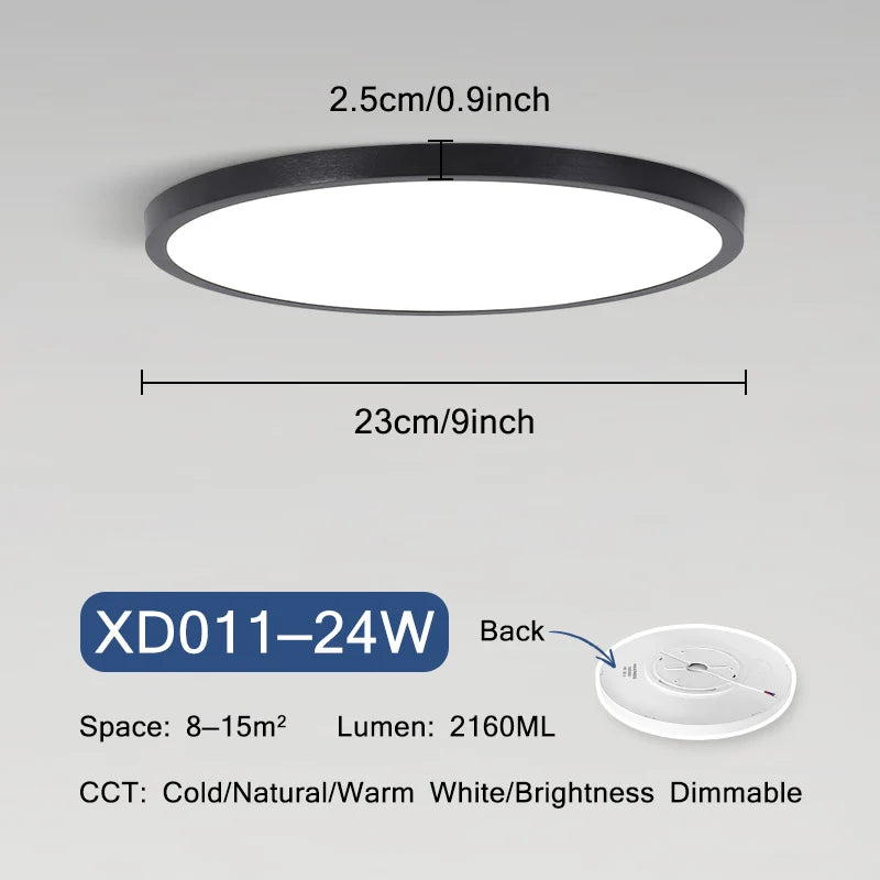 plafonnier led ultra mince moderne rond montage en surface