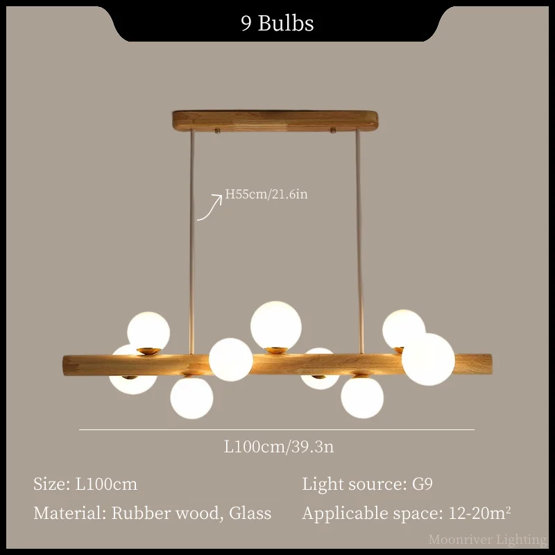 lustre en bois éclairage suspendu style moderne minimaliste