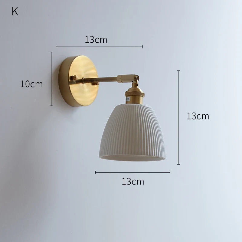 Applique LED nordique japonaise cuivre blanc