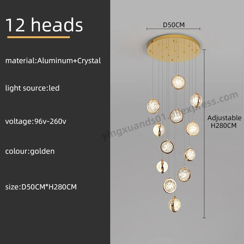 lustre rotatif design nordique en cristal pour éclairage intérieur