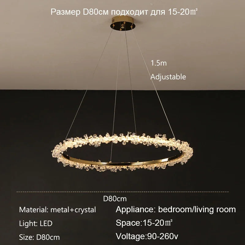 lustre nordique de luxe en cristal pour décoration moderne