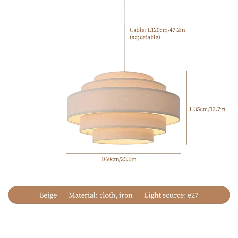 lustre à led en tissu style wabi sabi pour décoration intérieure