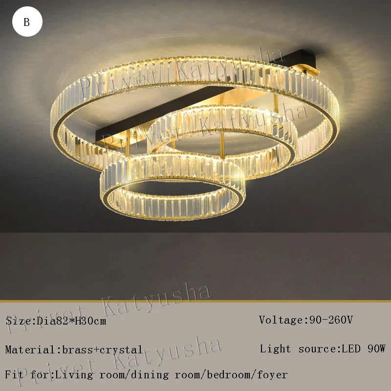 plafonnier de luxe en cuivre et cristal décoration moderne