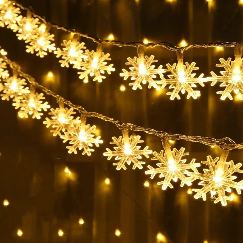guirlande lumineuse à led flocon de neige pour fêtes et décorations