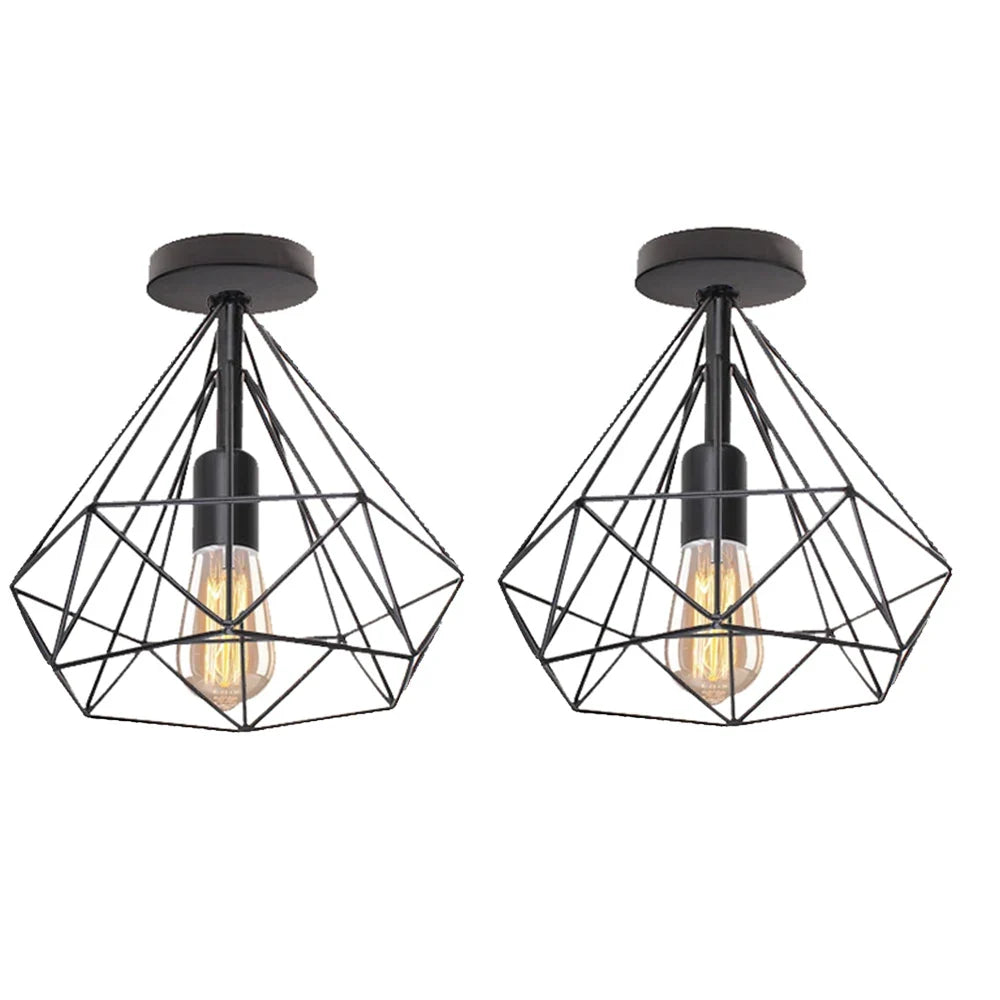 plafonnier industriel rétro led cage métal vintage luminaire