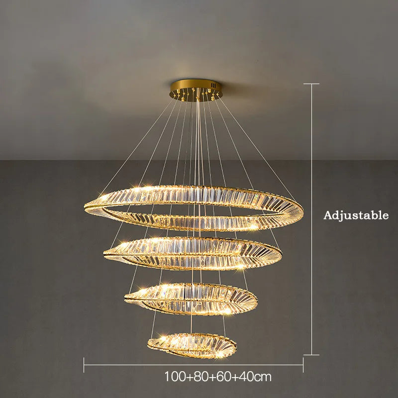 suspension moderne en aluminium et cristal led