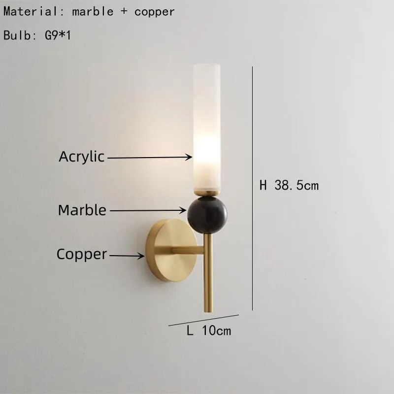 Applique murale boule de marbre naturel
