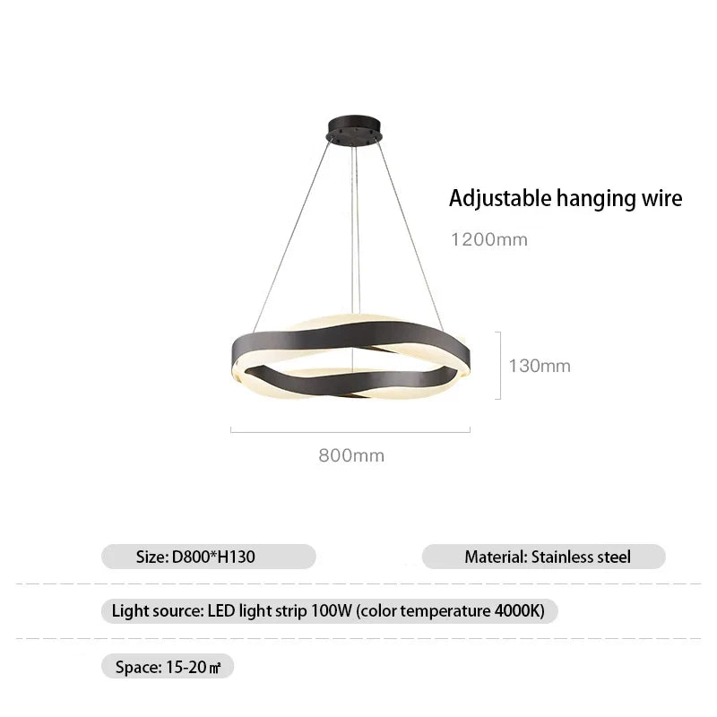 lustre moderne design anneau doré suspension nordique éclairage intérieur