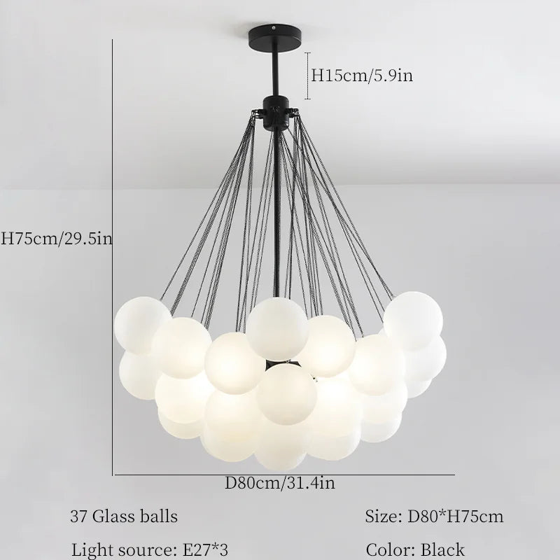 lustre moderne en verre bulles blanches pour décoration maison