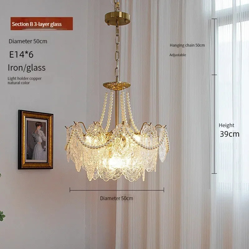 suspension moderne en verre clair style français luxe