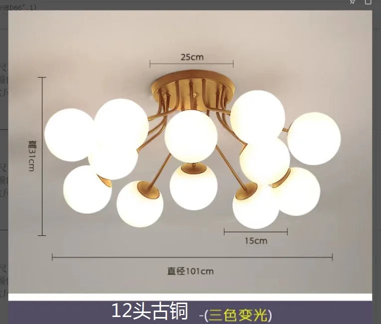 lustre nordique led avec boule de verre suspendue