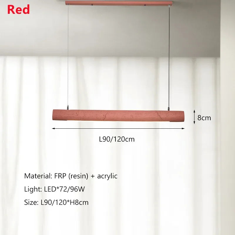 Nordic Minimalist Wabi-Sabi Wind LED Strip Restaurant Pendant Lights Home Decor Dining Room Bar Chandelier Hanging Lamp Fixtures