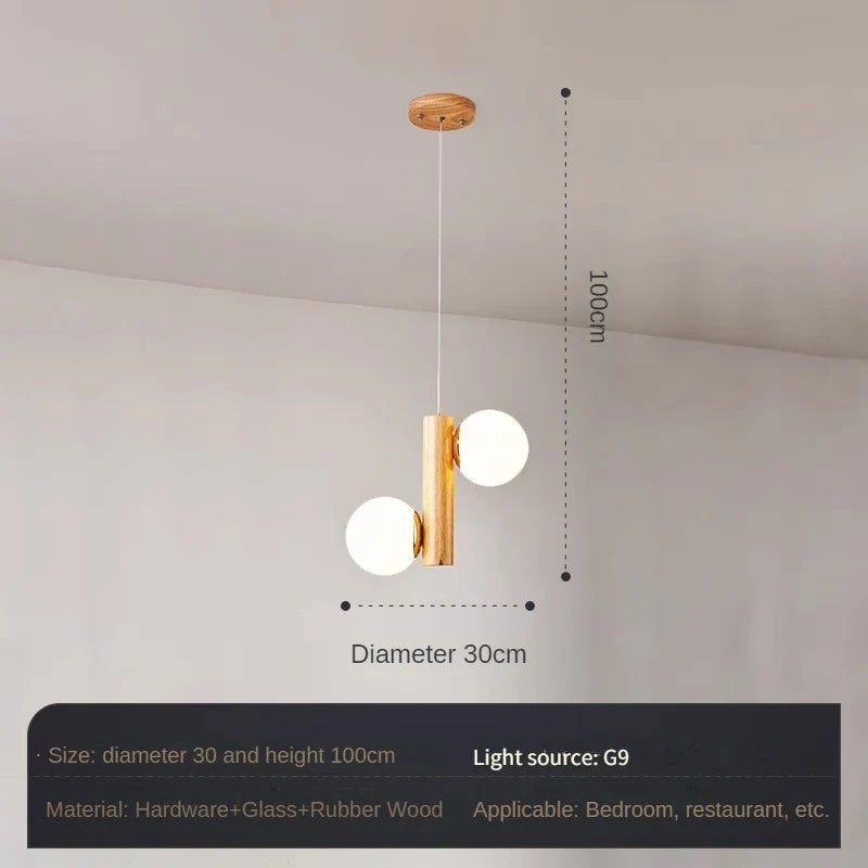 suspension moderne en bois et verre pour restaurant