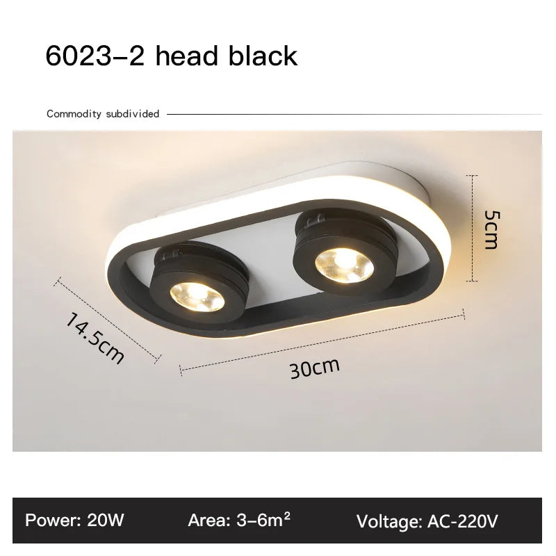 Acrylic Strip LED Chandelier With Spotlight, Used For Living Room, Bedroom, Lighting Fixtures, Kitchen Decoration, Black