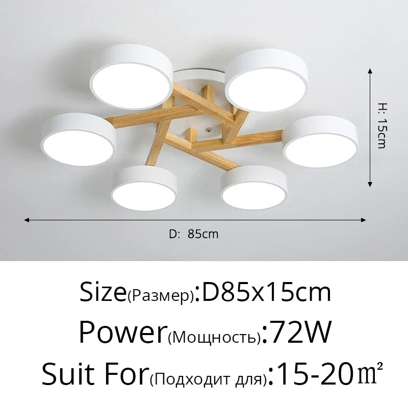 lustre led style nordique moderne en bois massif