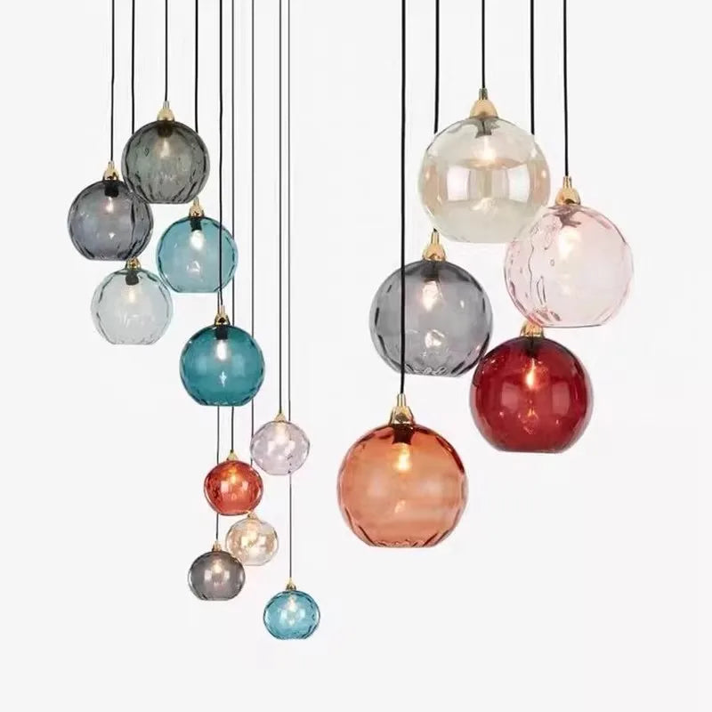 lustre en verre coloré lumineux pour restaurant