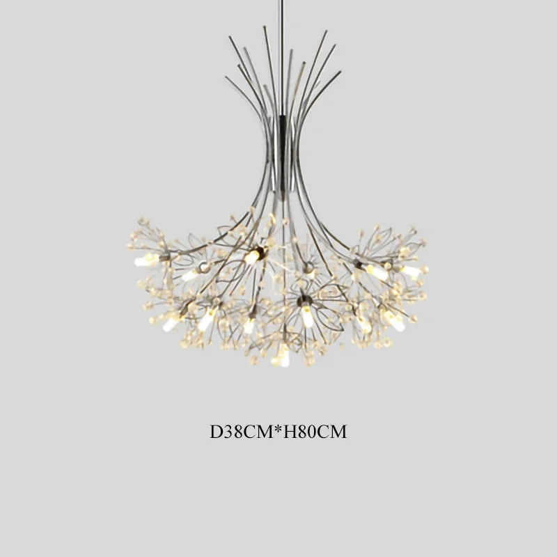 Nordic Creative Dandelion Romantic Crystal Chandelier Dining Room Bedroom Living Room Clothing Coffee Shop Luxury LED Chandelier