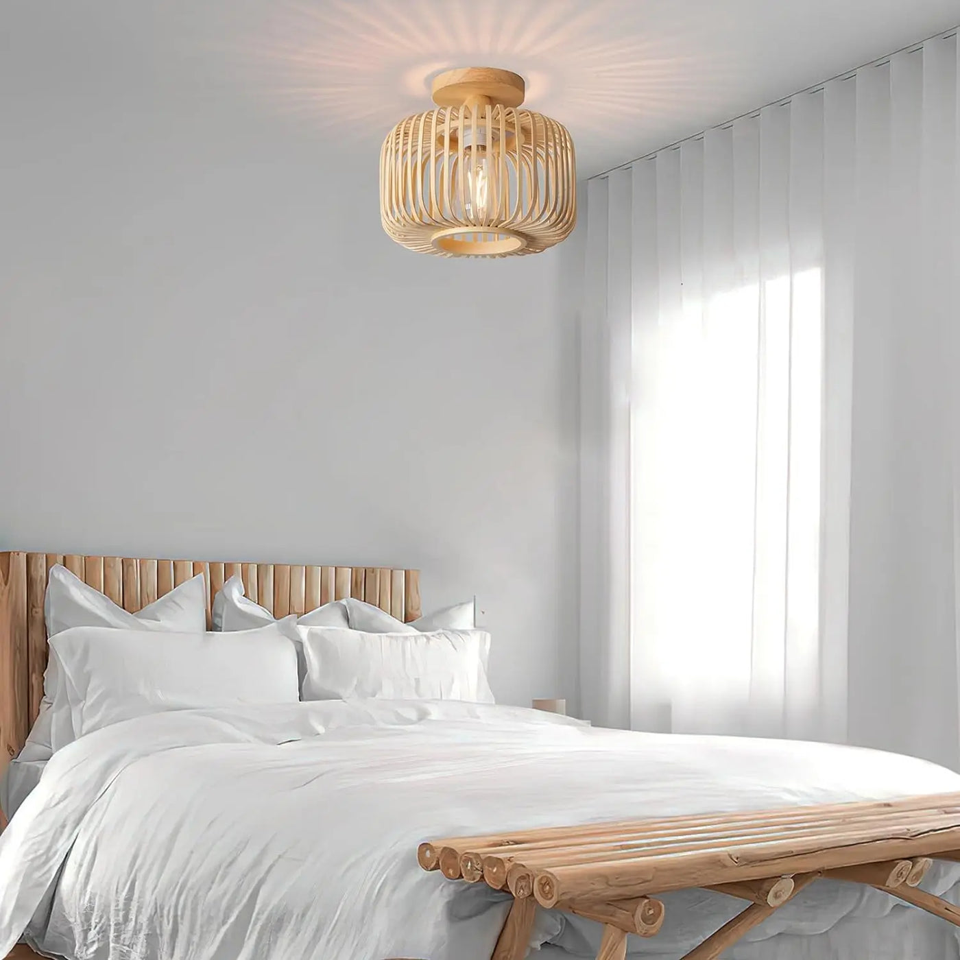 plafonnier en bambou tricoté à la main pour décoration créative