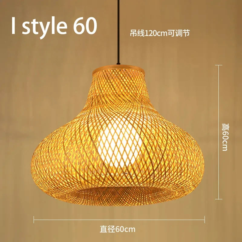 lustre style chinois fait main en bambou tissage pastoral vintage