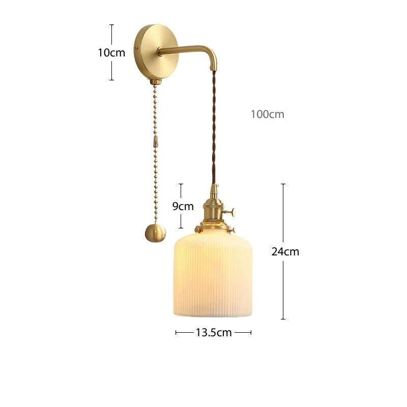 Applique murale dorée moderne céramique fil ajustable LED