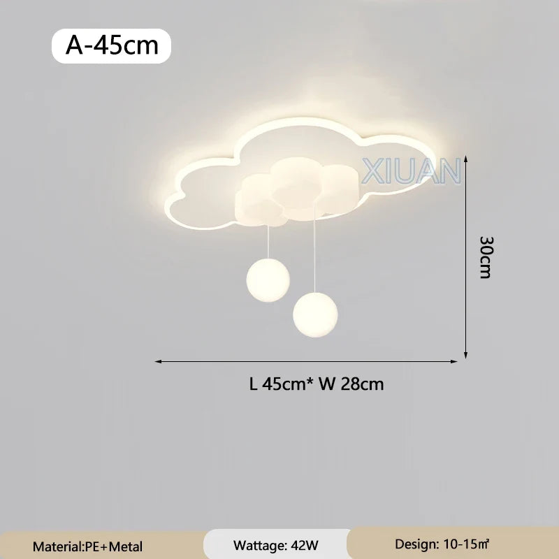 Minimalist Children's Room Ceiling Lamps Hanging Ball Bubble Droplight White Cloud Bedroom Chandelier Light Living Room Indoor
