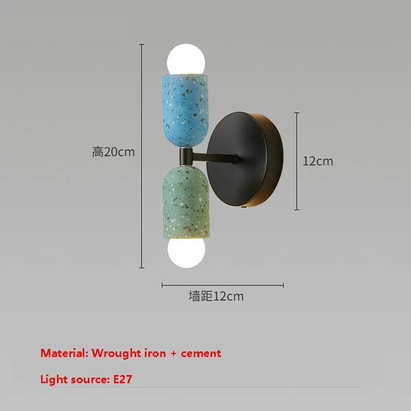 applique murale japonaise en ciment à double tête led