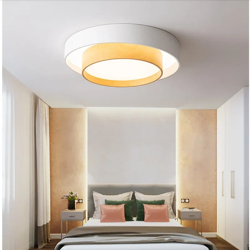 plafonnier led en bois simple pour entrée et couloir