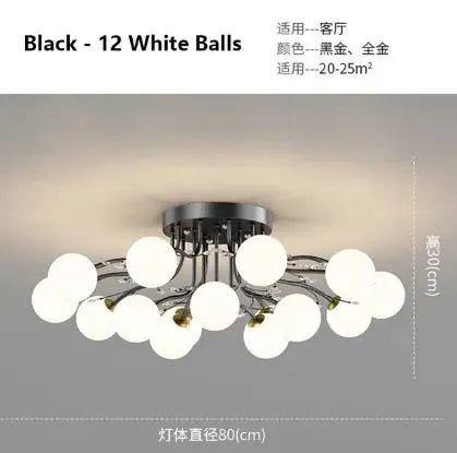 lustre à led en verre bulles design moderne et élégant