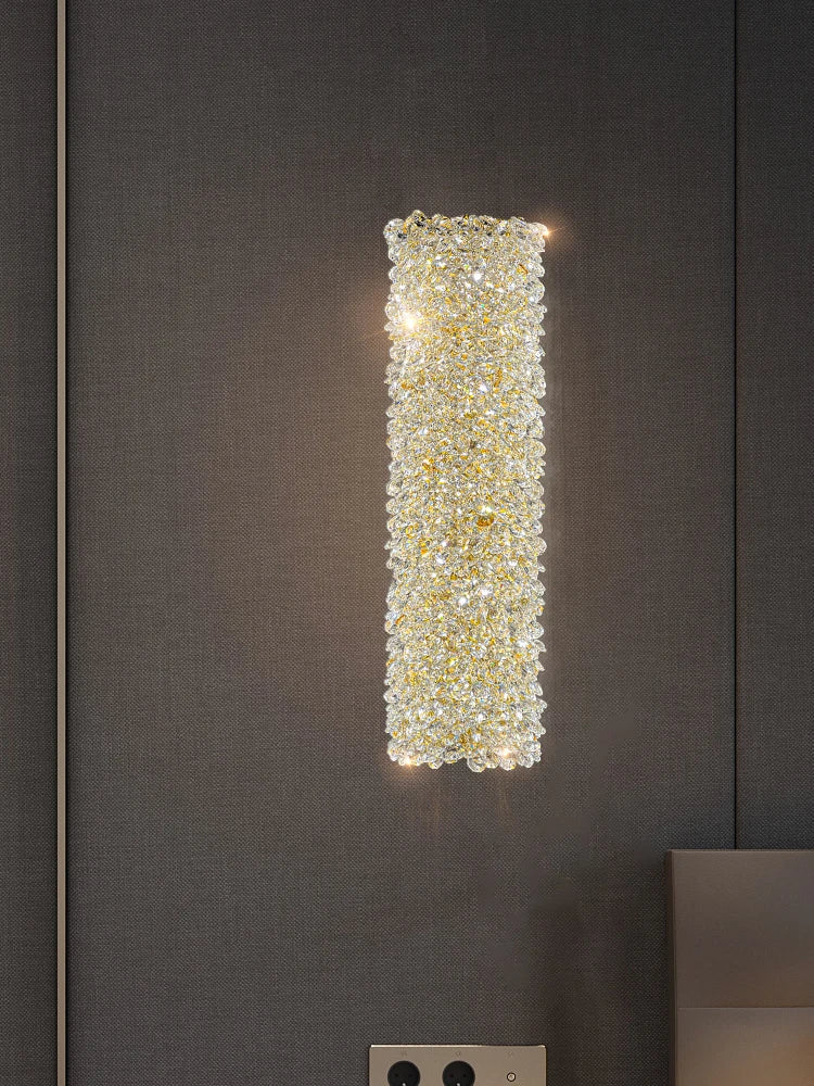 applique murale en métal doré avec ampoule en cristal clair fil réglable