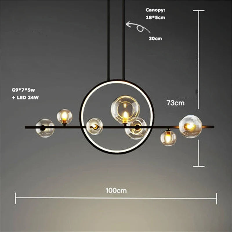 lustre en verre design nordique pour éclairage moderne décoratif