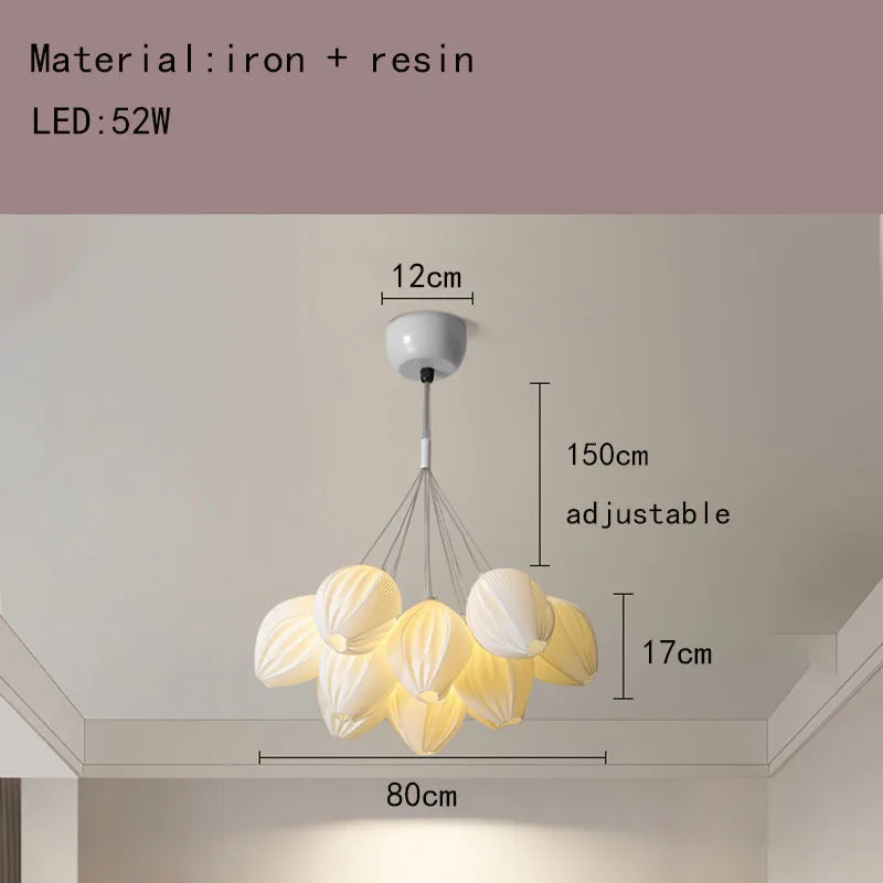 lustre en résine avec abat-jour romantique en métal