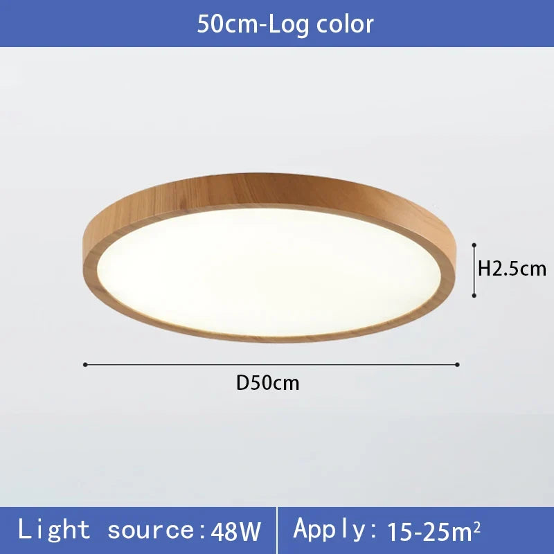 plafonnier led ultra-mince circulaire grain de bois 3 tons lumière