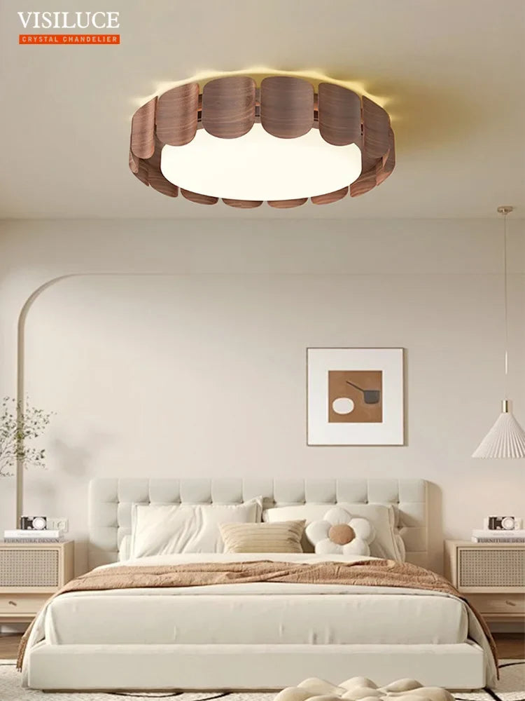 plafonnier moderne wabi-sabi en bois pour intérieur design