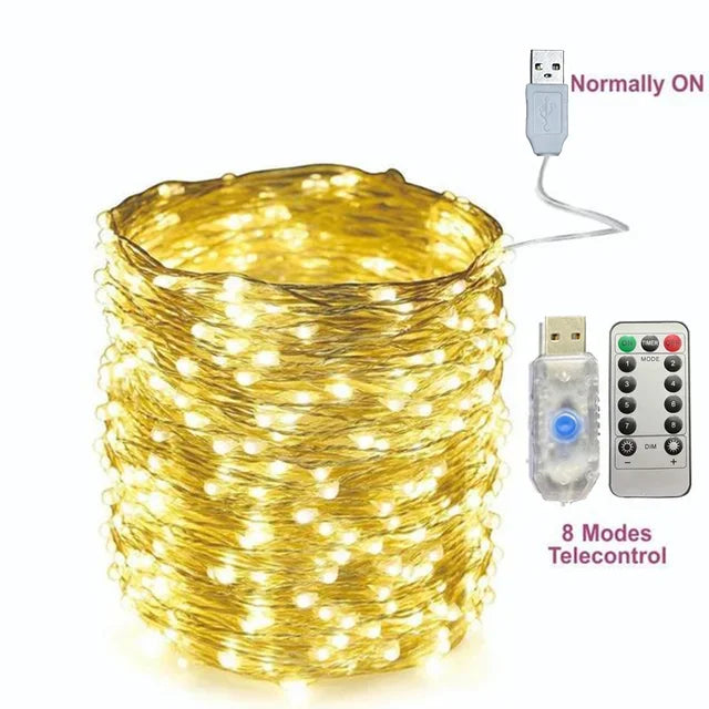 guirlande lumineuse led avec télécommande 8 modes décoration festive