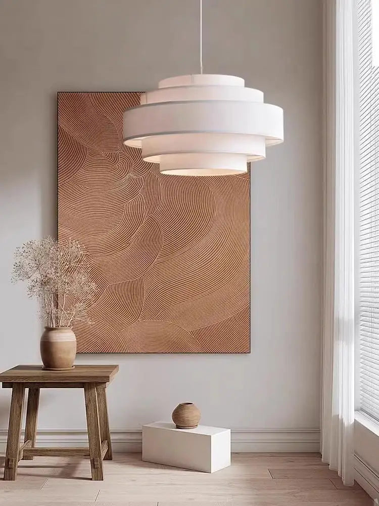 lustre à led en tissu style wabi sabi pour décoration intérieure