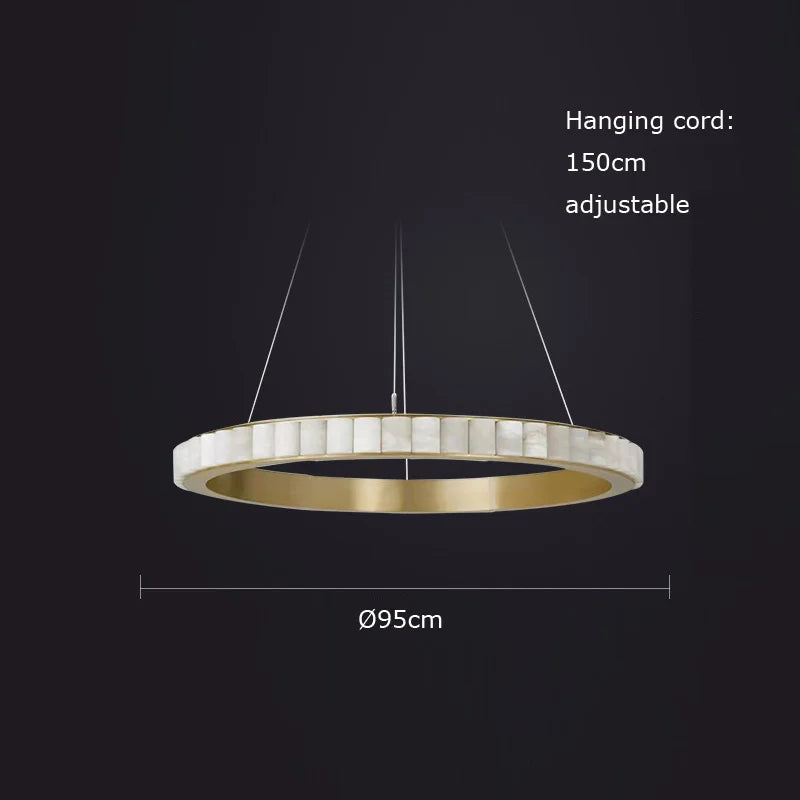suspension ronde en marbre et acier inoxydable élégant