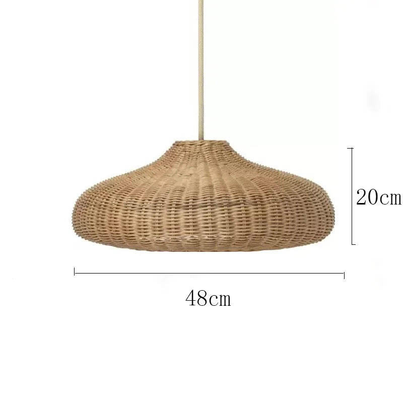 suspension vintage en rotin style chinois fait main pour café et restaurant